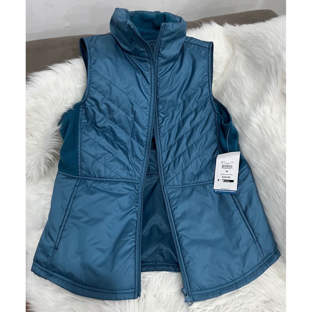 Reel Legends Women's Quilted Fleece Vest Blue Size M Full Zip NWT - Picture 6 of 7